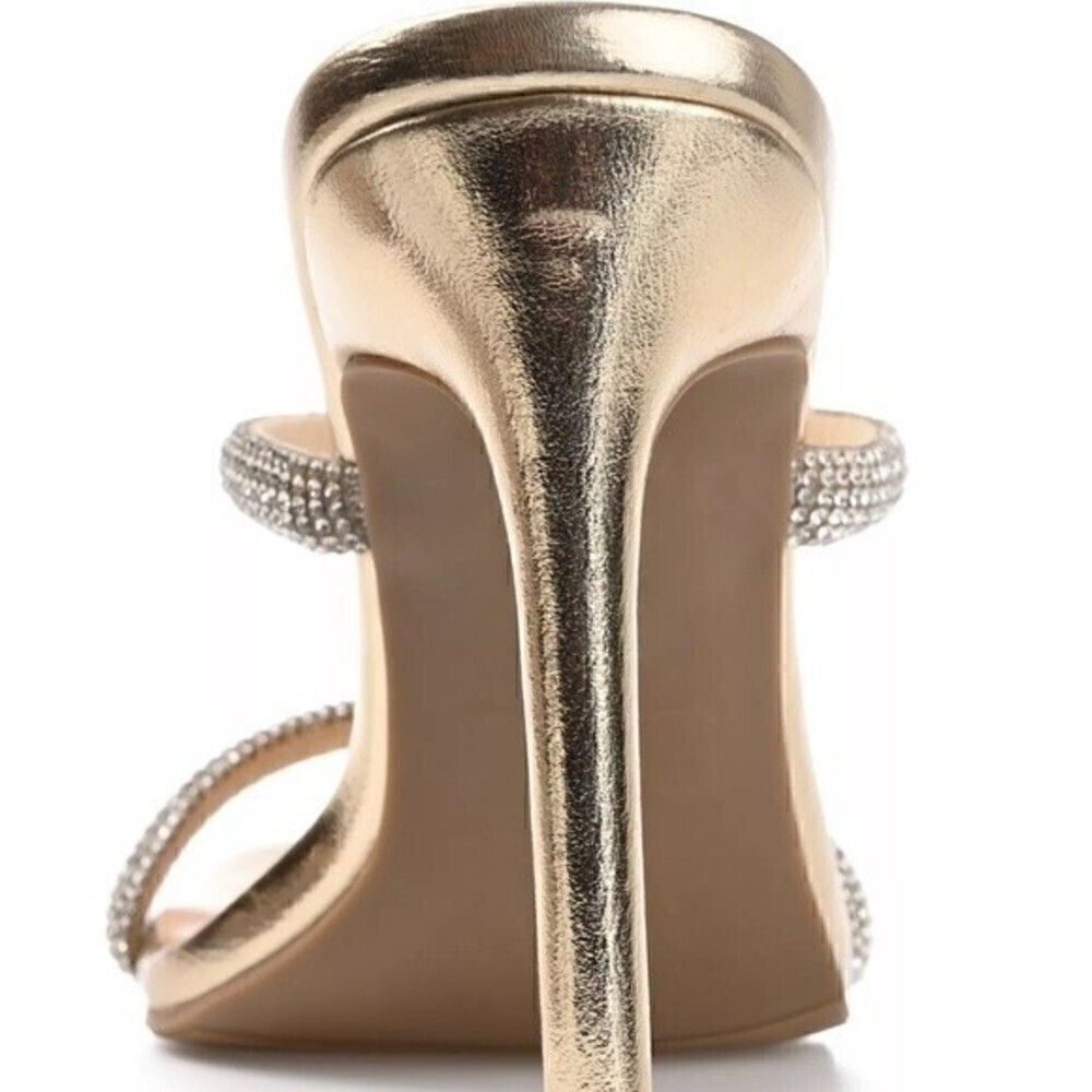 JOURNEE COLLECTION Women's shoes Reena Slide Dress Sandals, heels size 8.5 gold - Picture 3 of 9
